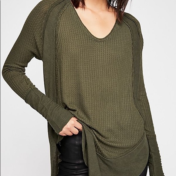 Free People Tops - Green free people raw hem tee Free People Tops - Green free people raw hem tee